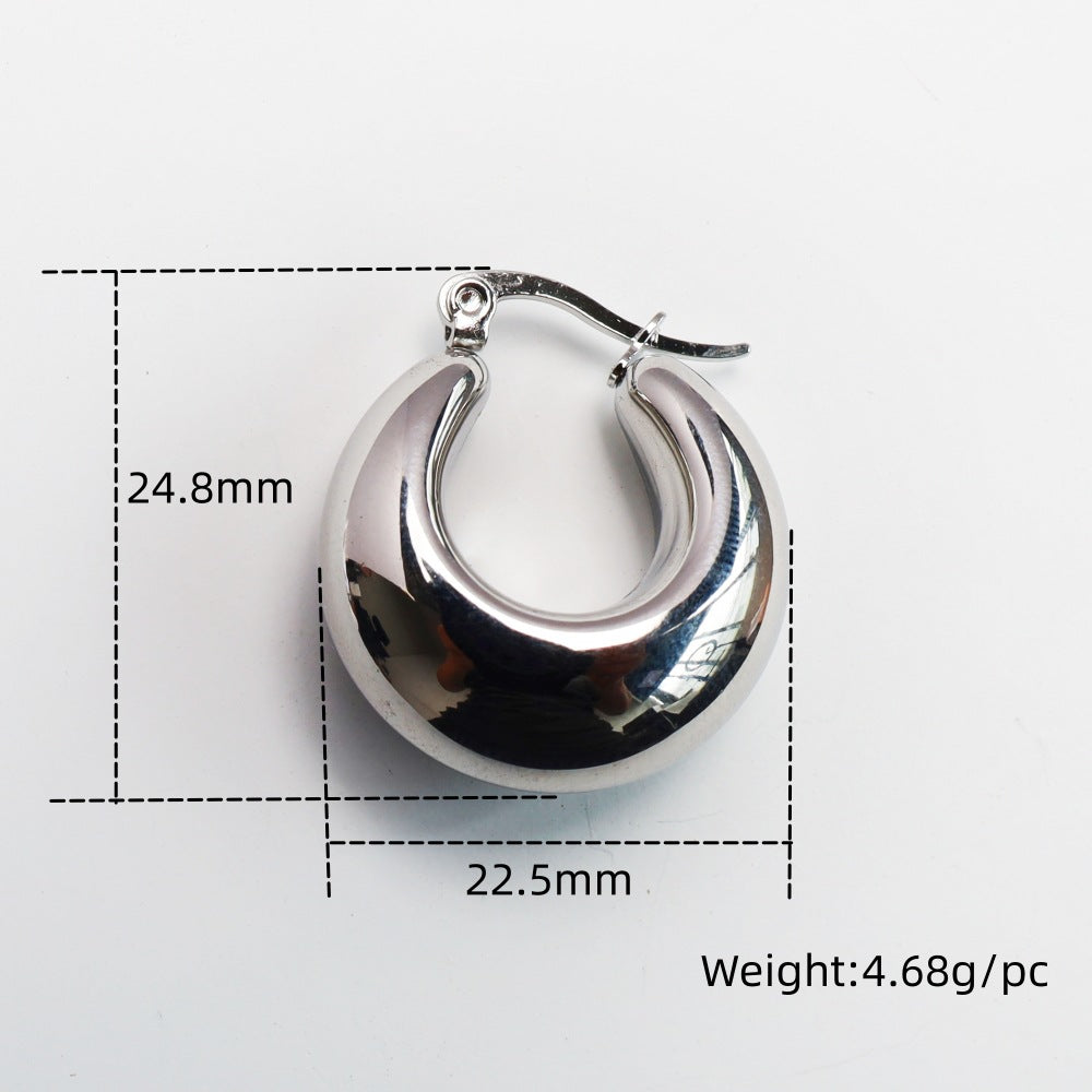 Wholesale Titanium Steel U-shaped Mirror Polished Exquisite Earrings